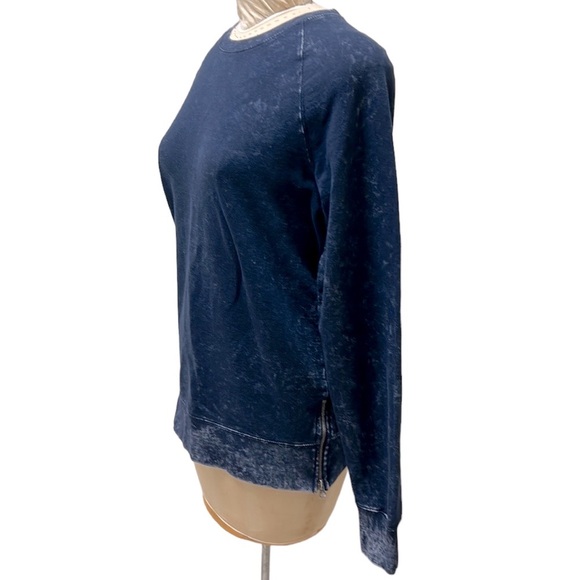 Decree Men’s Vintage Wash Blue Crewneck Sweater Tie Dye Zip Hem Casual M - Picture 4 of 11